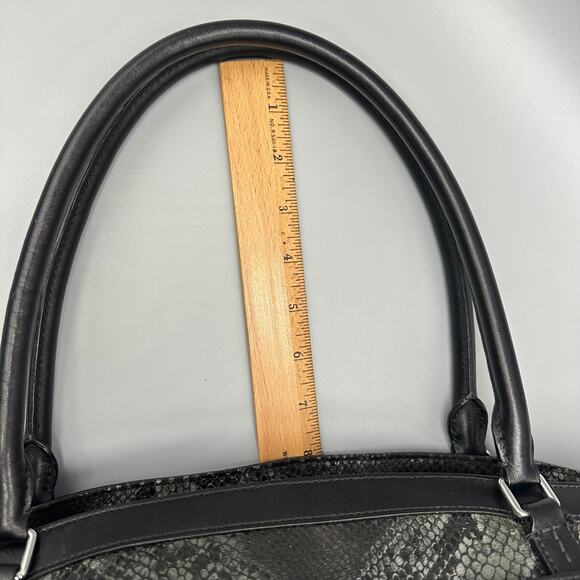 Tumi Snake Print Nylon Travel Tote Leather Trim Black/Gray Large Shoulder Bag - Picture 14 of 15